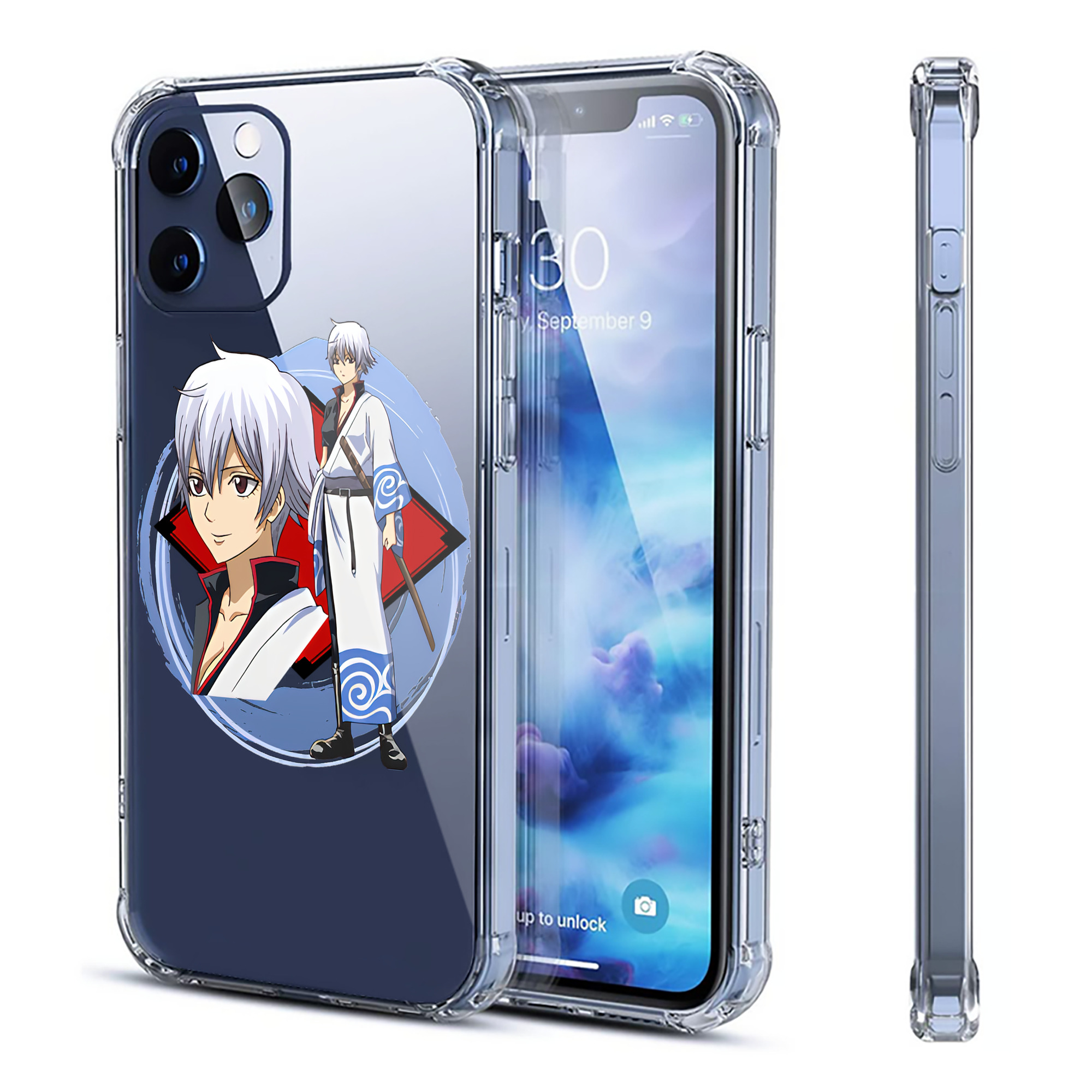 （画像用） ぎんたま 坂田銀時（さかたぎんとき） 神楽 志村新八（しむら しんぱち） GINTAMA Sakata Gintoki Kagura Shimura Shinpachi 【iPhone 12シリーズ対応】透明スマホケース（クリアソフトケース）